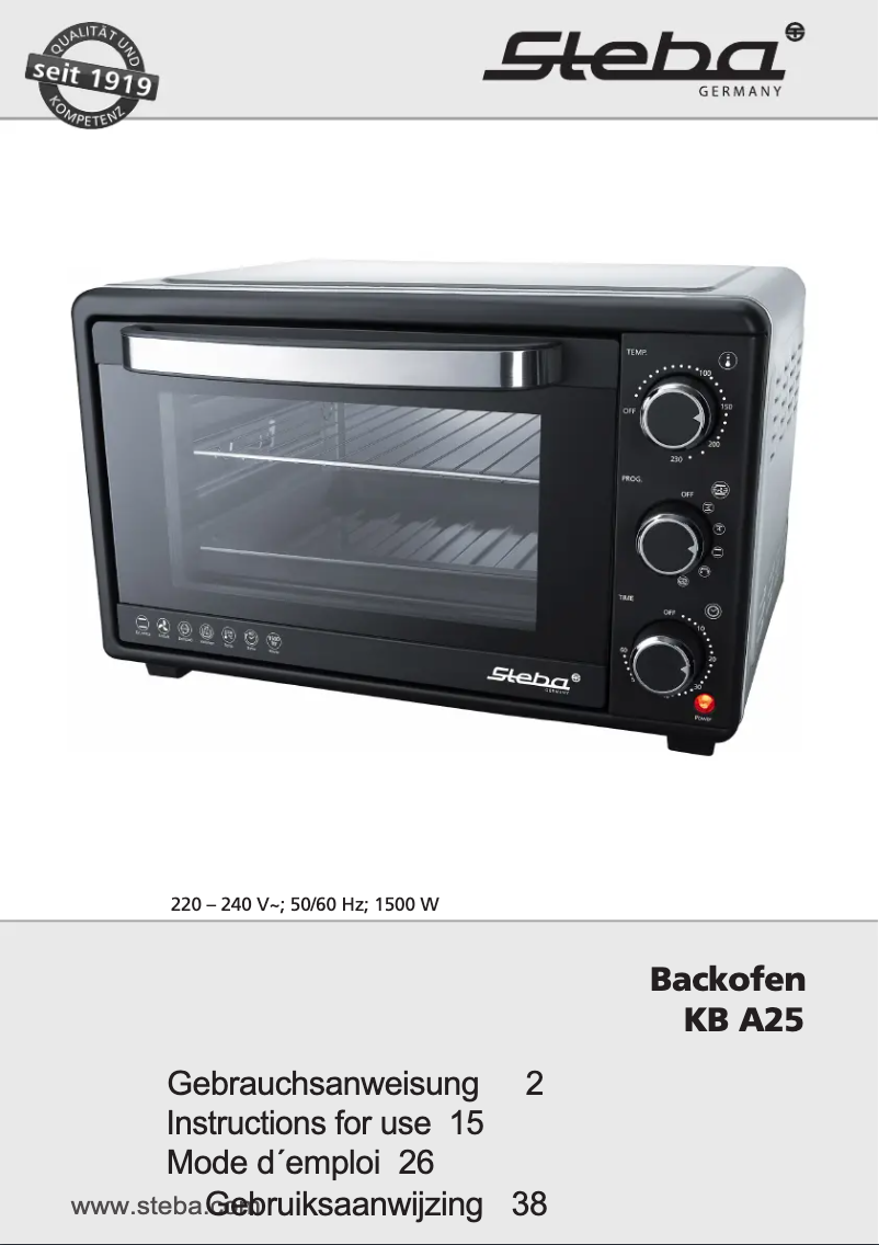 First page image of the manual for KB 25