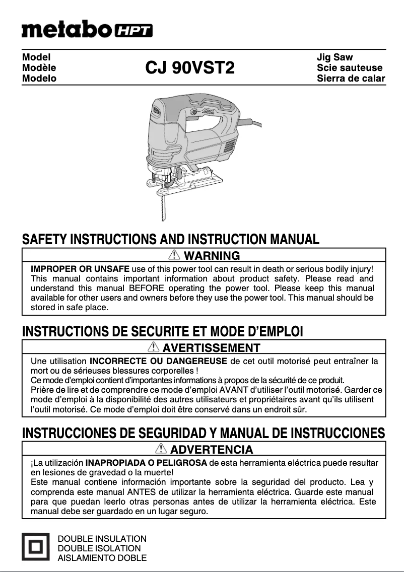 Page 1 of the manual User Manual HiKOKI CJ90VST2