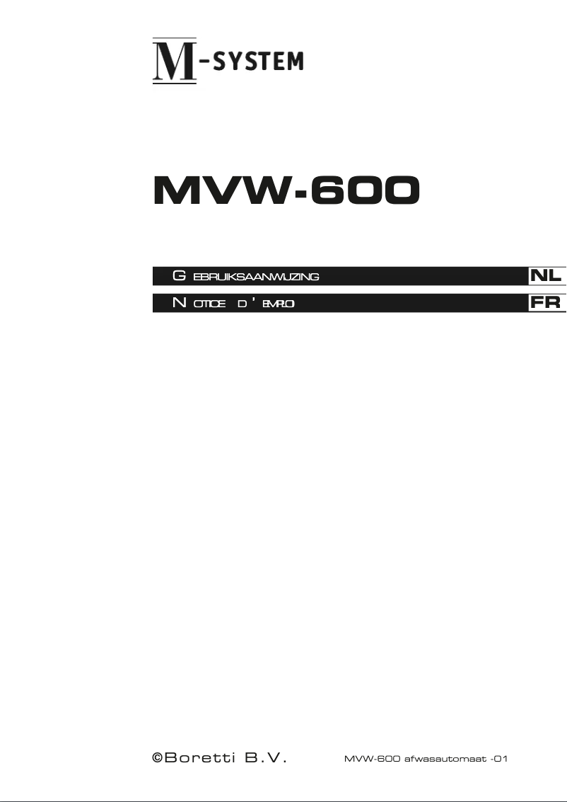 Page 1 of the manual User Manual M-System MVW 600