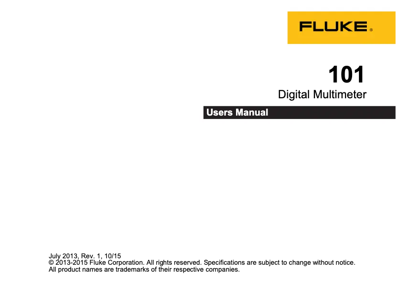 Page 1 of the manual User Manual Fluke 101