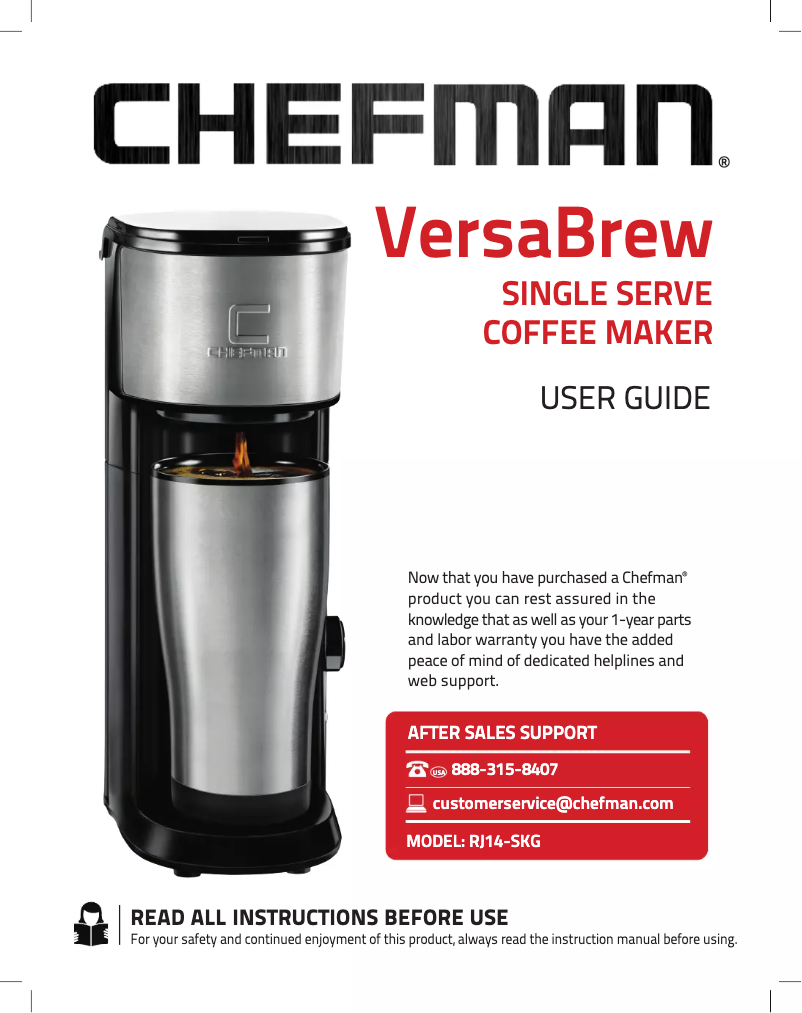 Page 1 of the manual User Manual Chefman VersaBrew