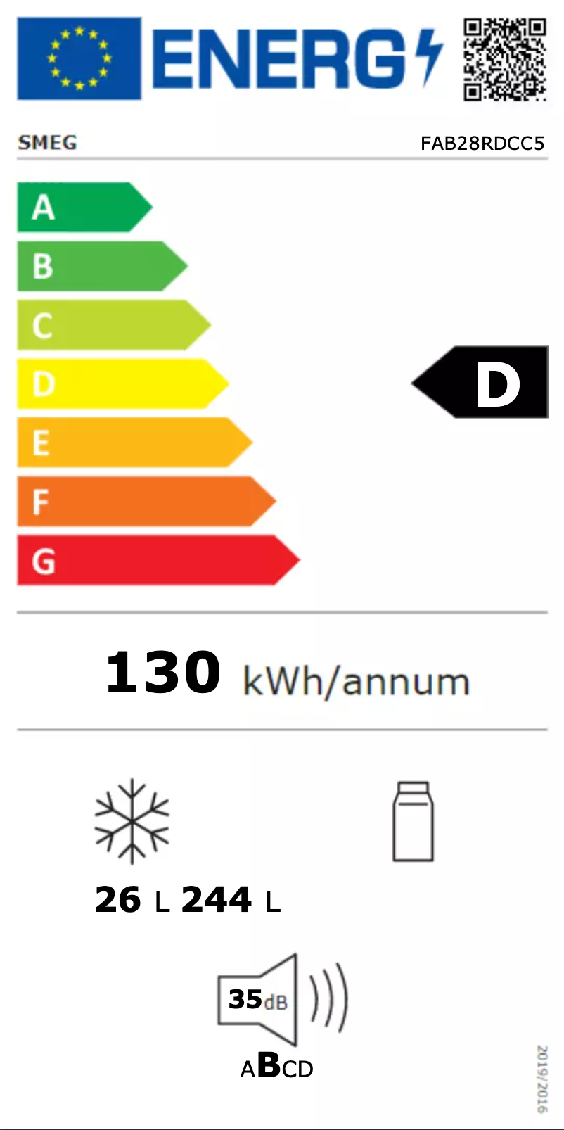 Page 1 of the manual Energy Label Smeg FAB28RDCC5