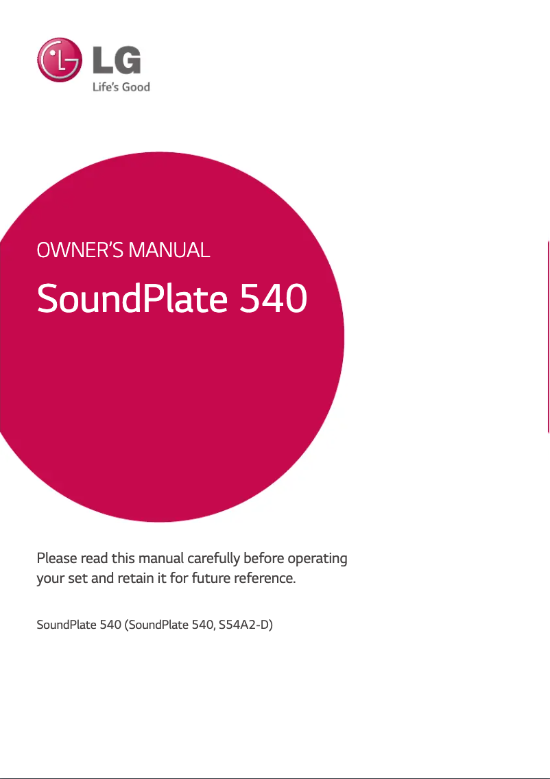 First page image of the manual for SoundPlate 540