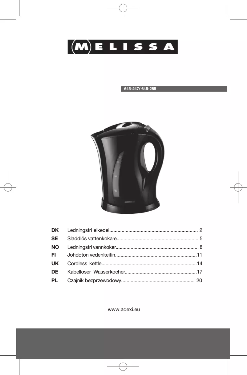 Page 1 of the manual User Manual Melissa 645-247