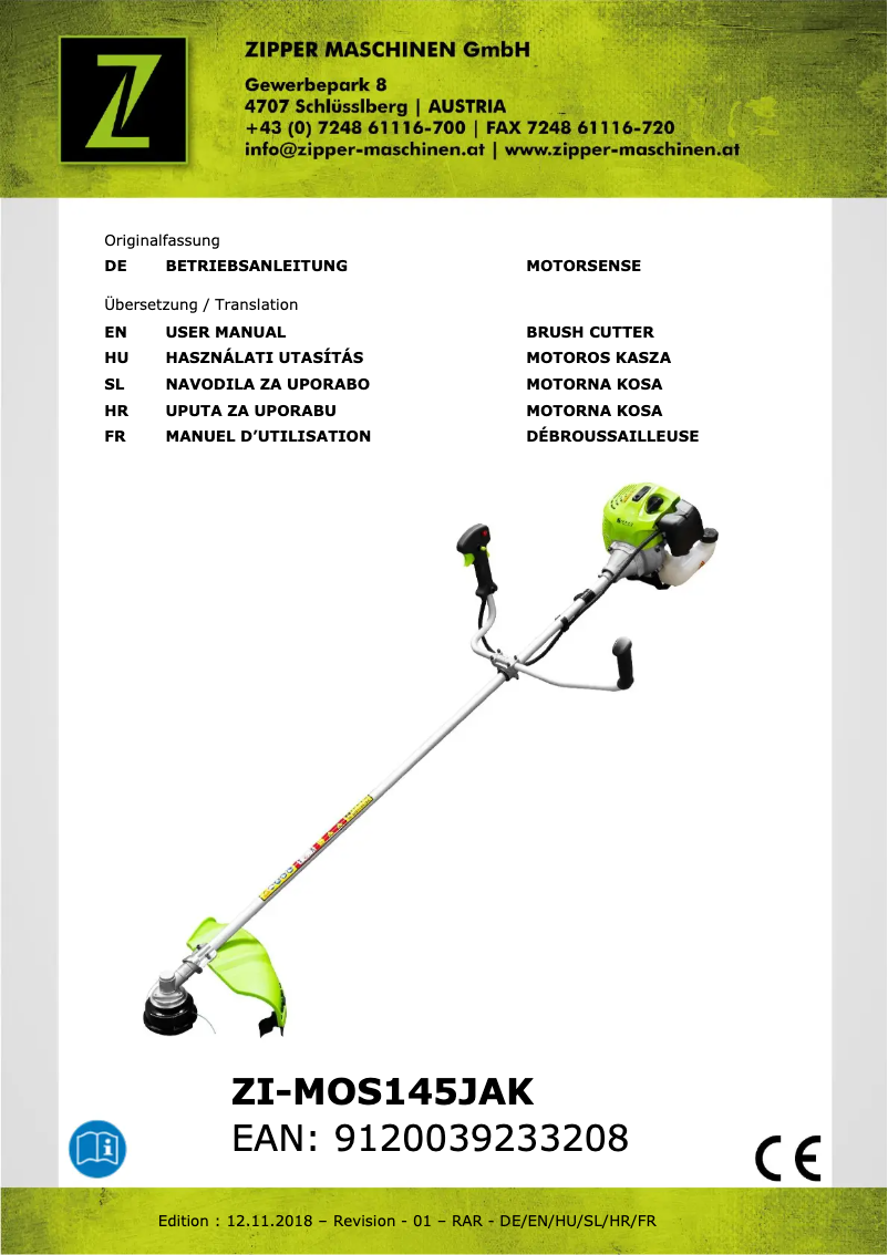 Page 1 of the manual User Manual Zipper ZI-MOS145JAK