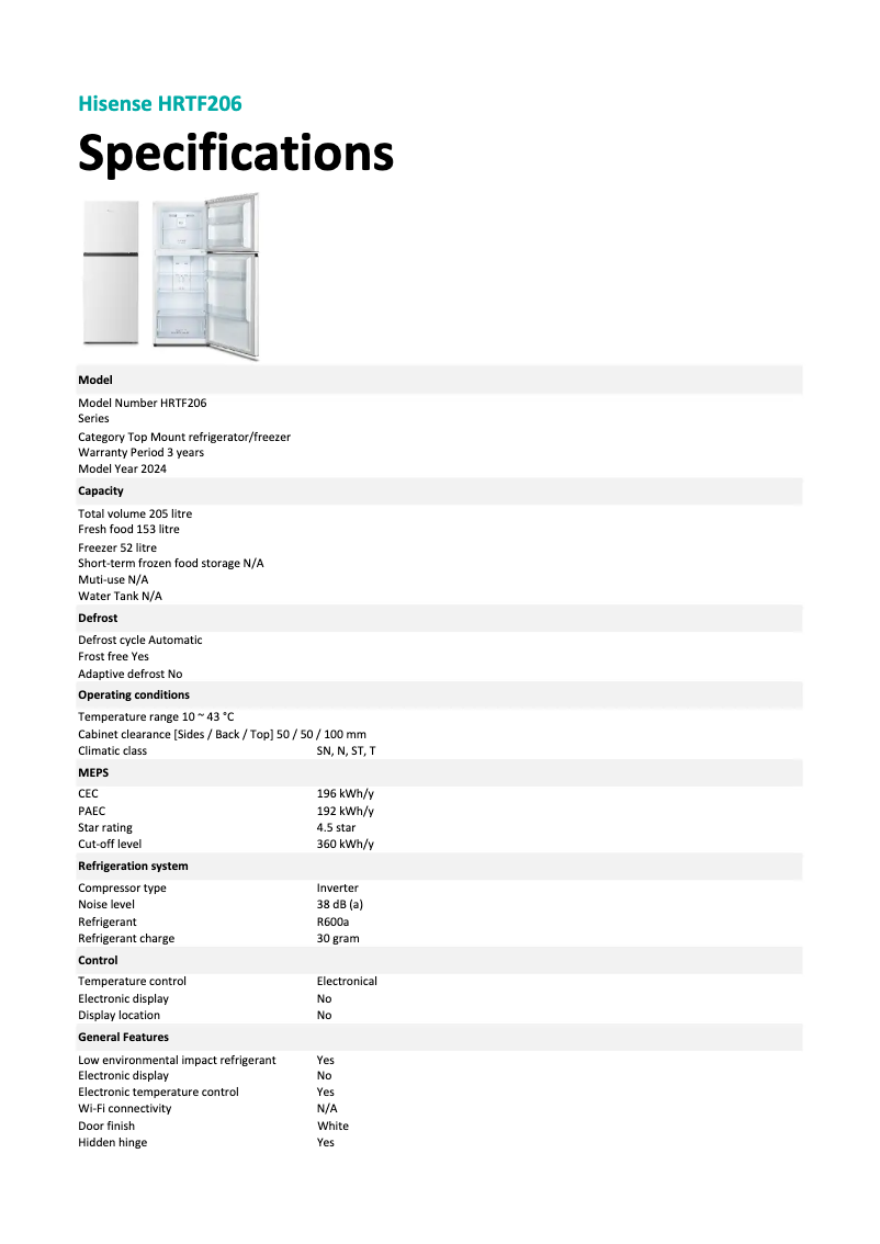 First page image of the manual for HRTF206