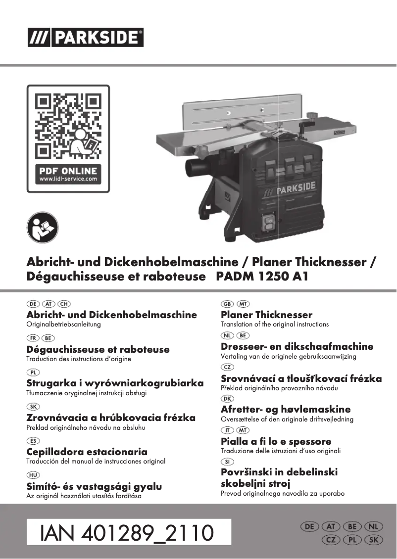 First page image of the manual for PADM 1250 A1