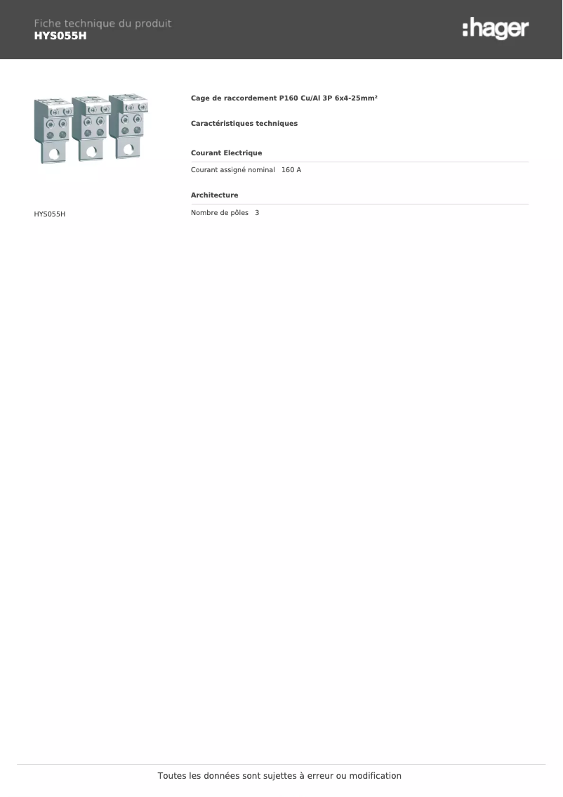 First page image of the manual for HYS055H