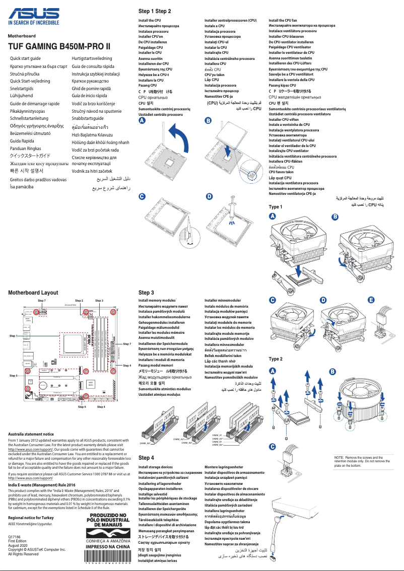 Page 1 of the manual Quick Start Guide Asus TUF Gaming B450M-Pro II