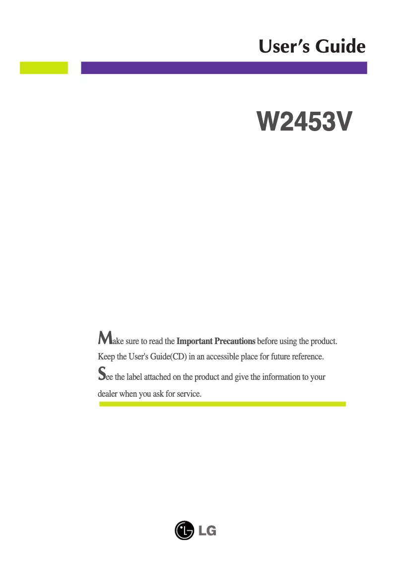 First page image of the manual for W2453V
