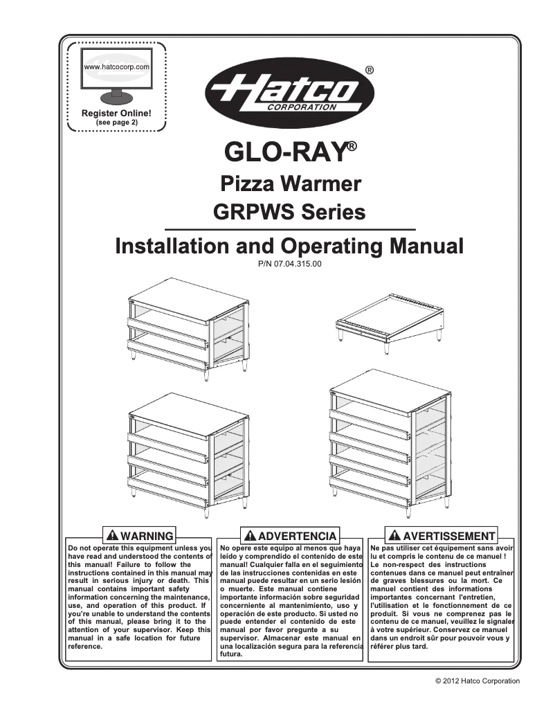 First page image of the manual for Glo-Ray GRPWS-4824D
