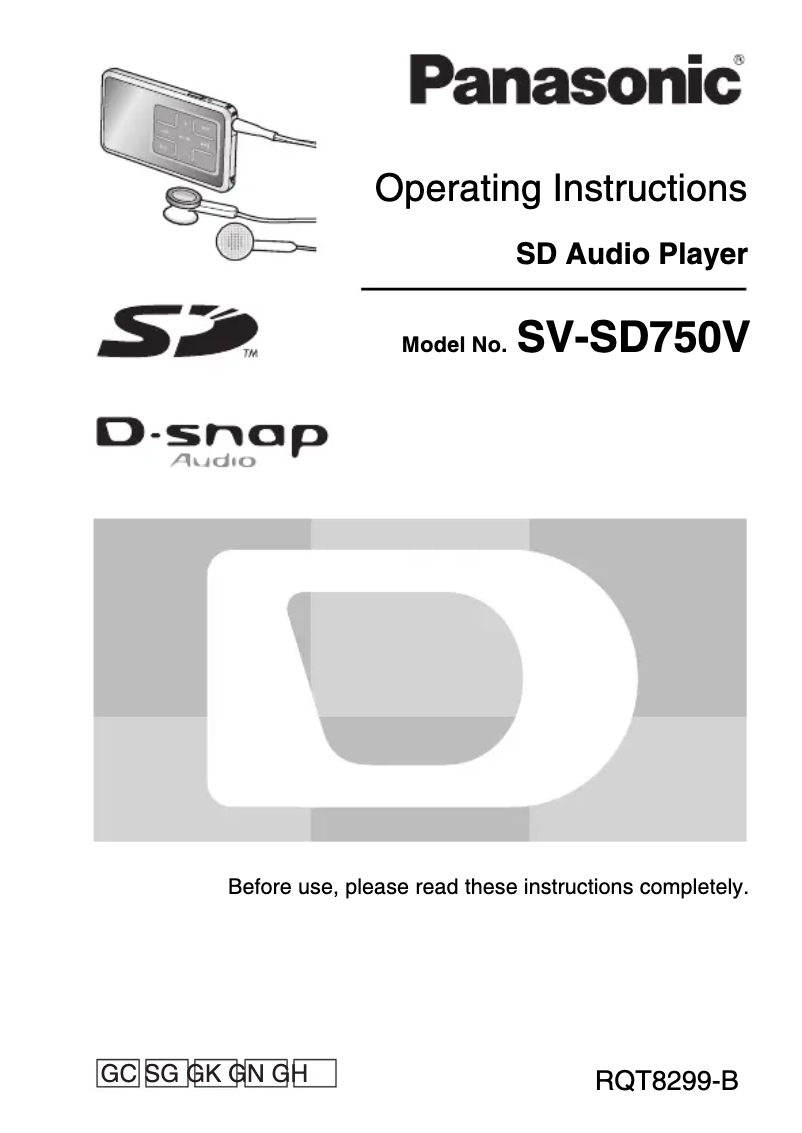 Page 1 of the manual User Manual Panasonic D-Snap SV-SD750V