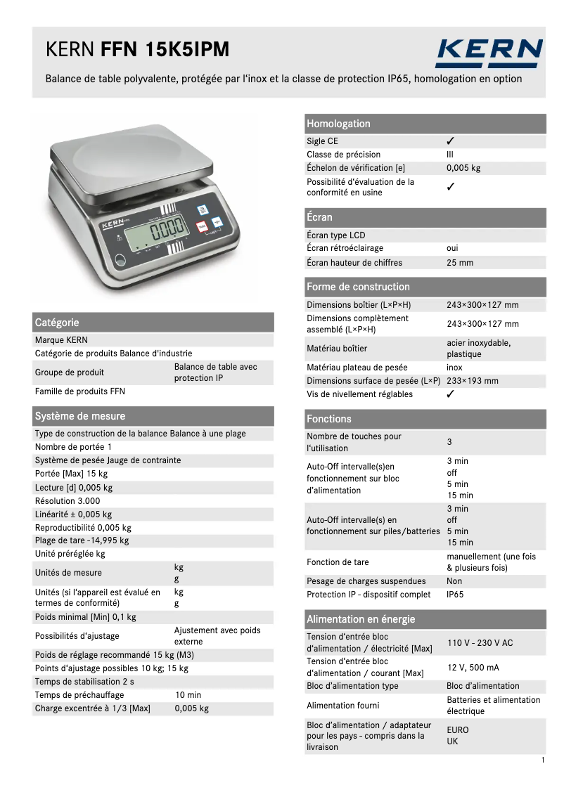 First page image of the manual for FFN 15K5IPM