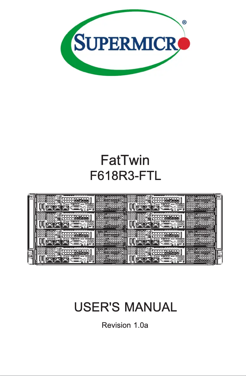 First page image of the manual for SuperServer F618R3-FTL