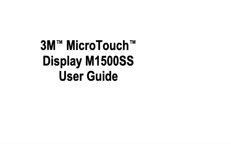 Page 1 of the manual User Manual 3M M1500SS