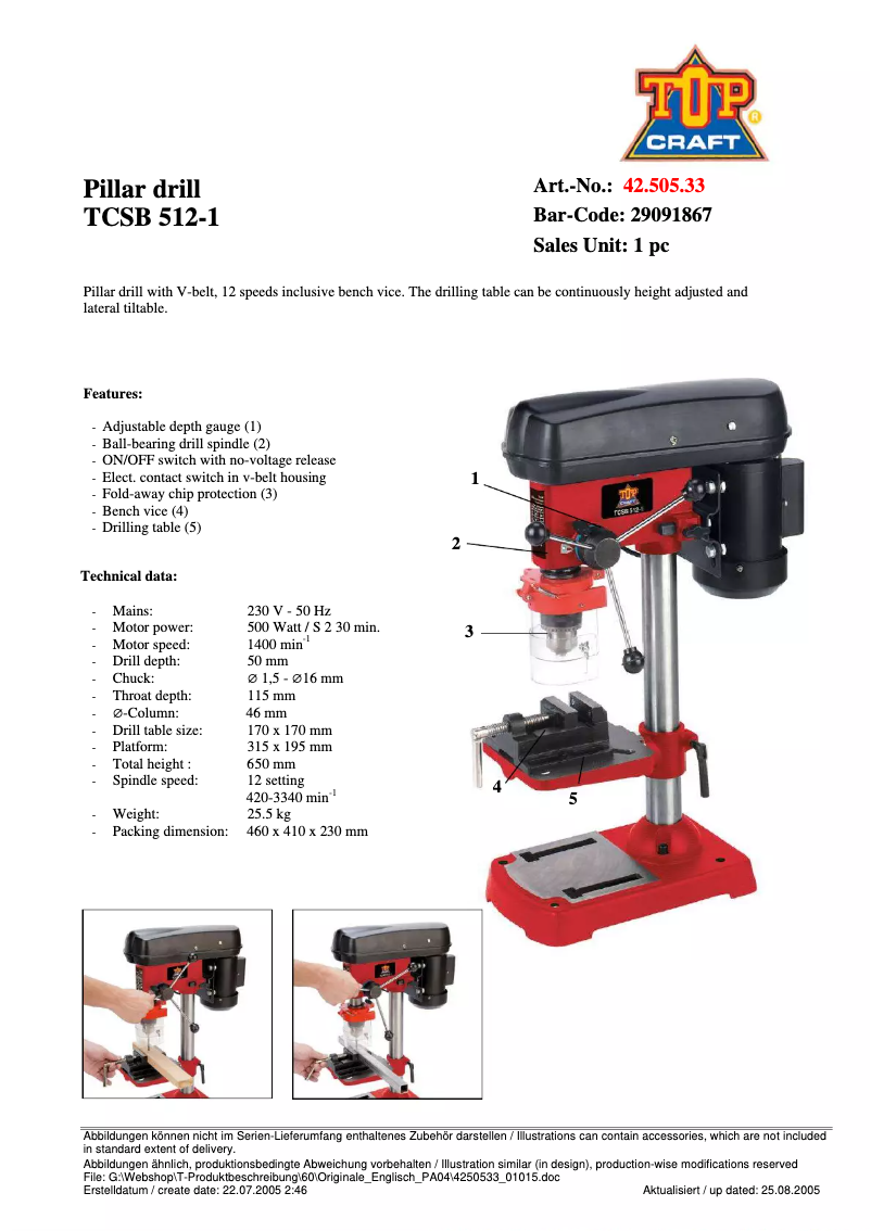 Image de la première page du manuel de l'appareil TCSB 512/1