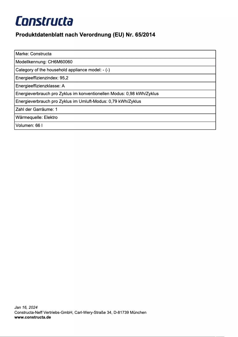First page image of the manual for CH6M60060