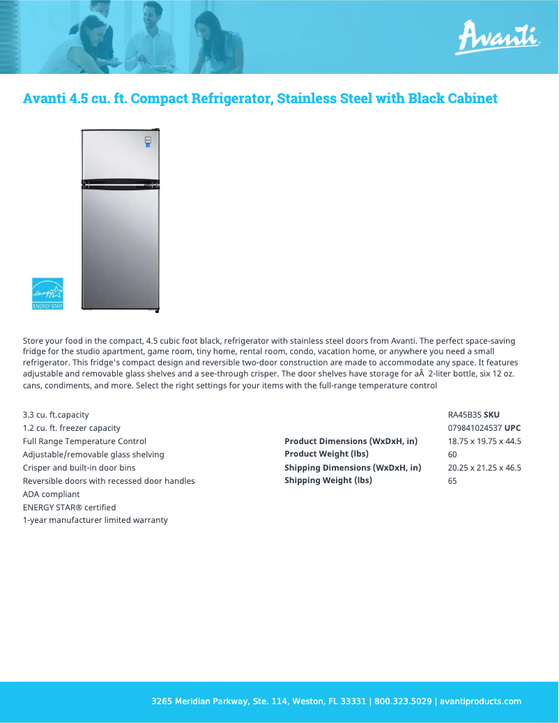 First page image of the manual for RA45B3S