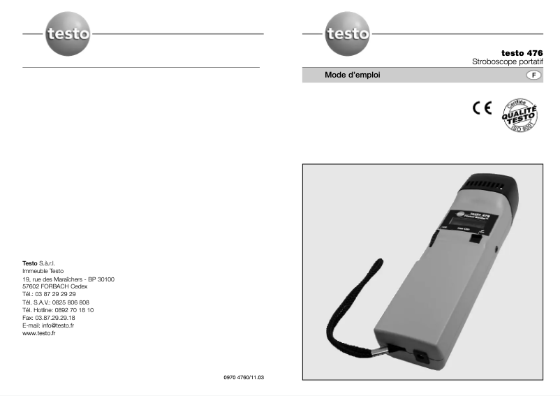 First page image of the manual for 476