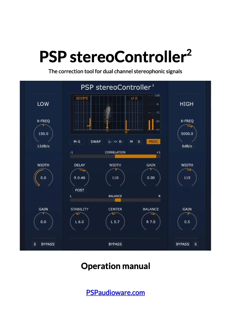 First page image of the manual for StereoController2