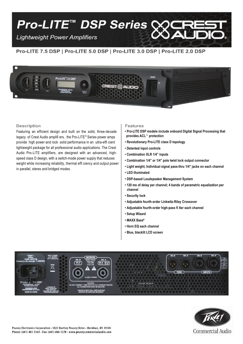 First page image of the manual for Pro-LITE 2.0 DSP