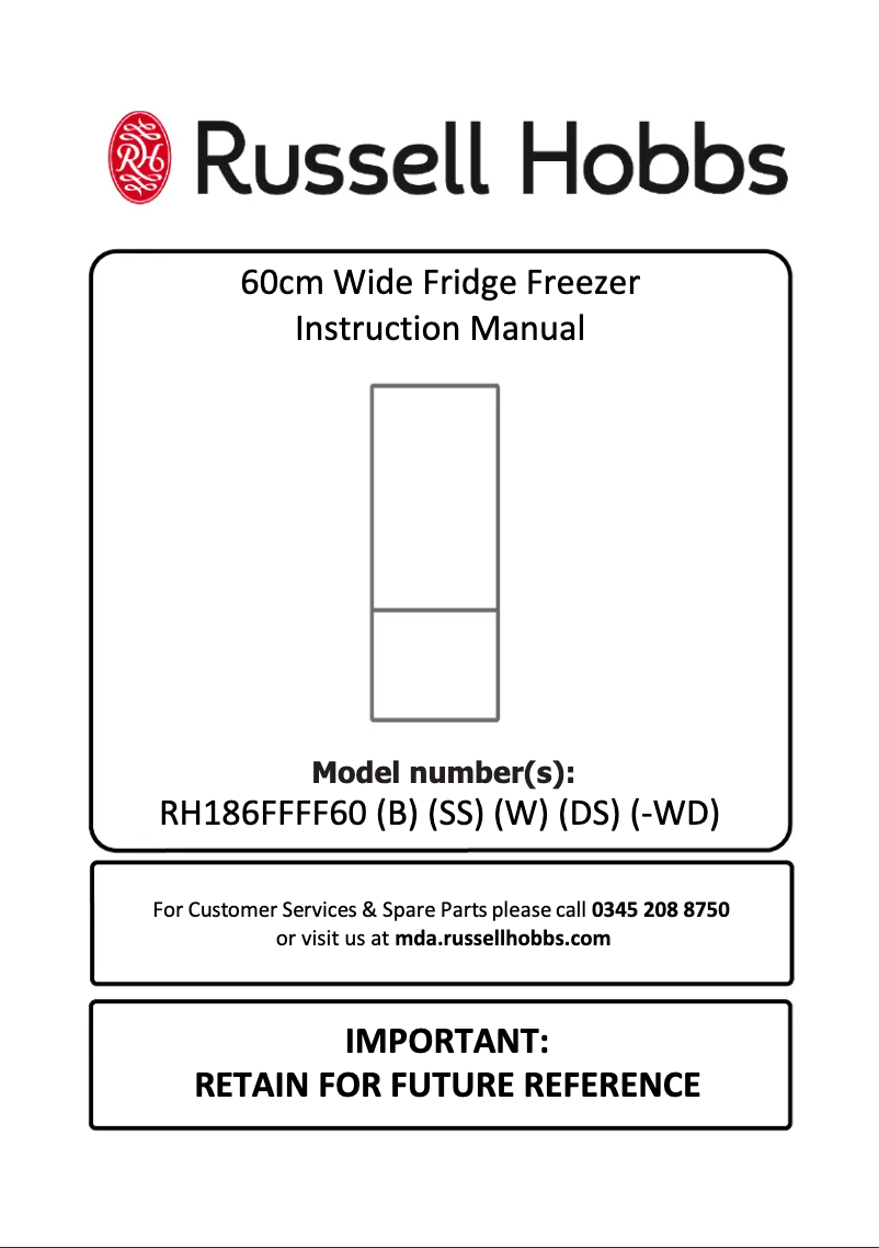 First page image of the manual for RH186FFFF60B