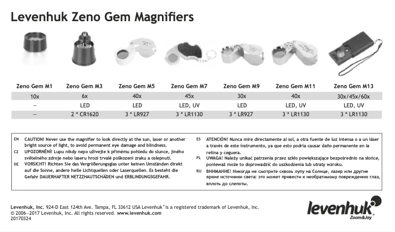 Page 1 of the manual User Manual Levenhuk Zeno Gem M13