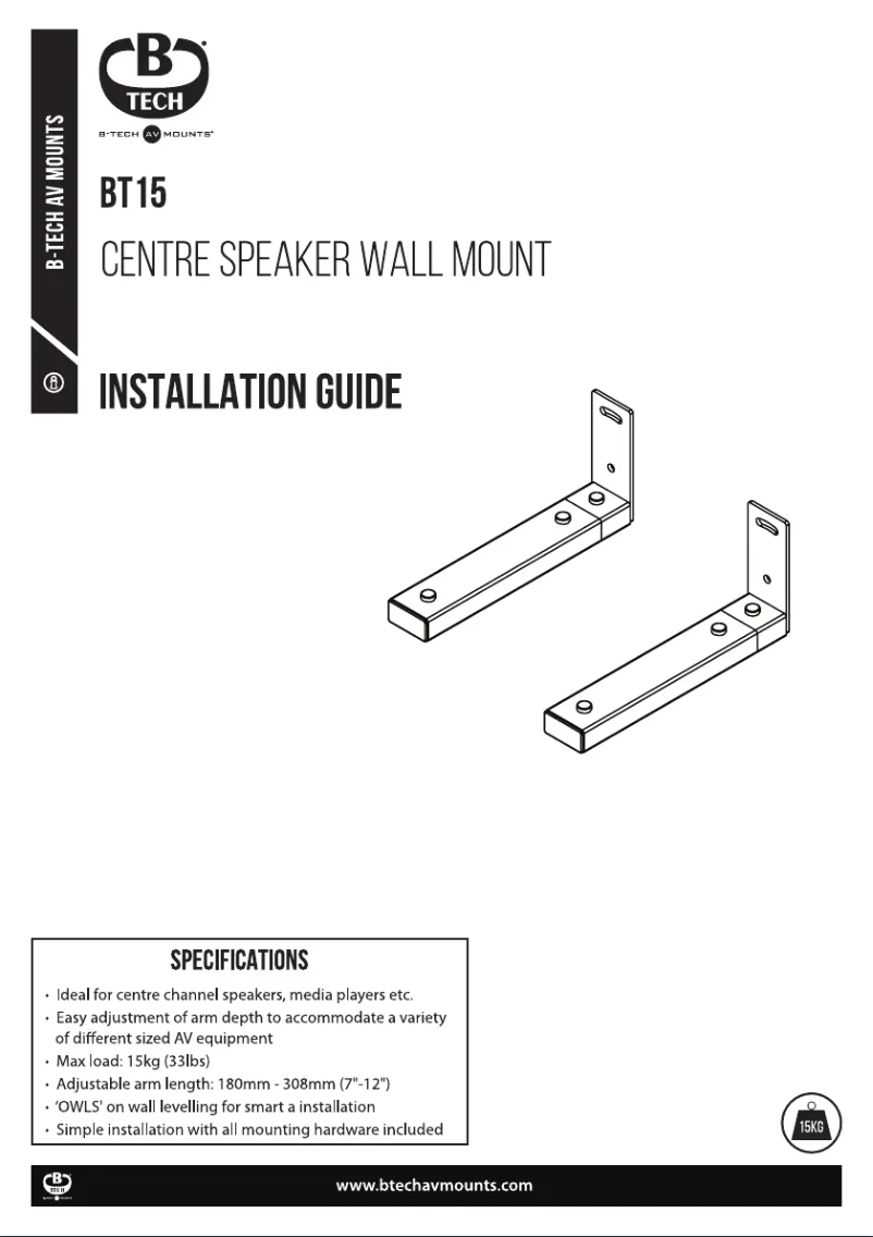Page 1 of the manual Installation Guide B-Tech BT15