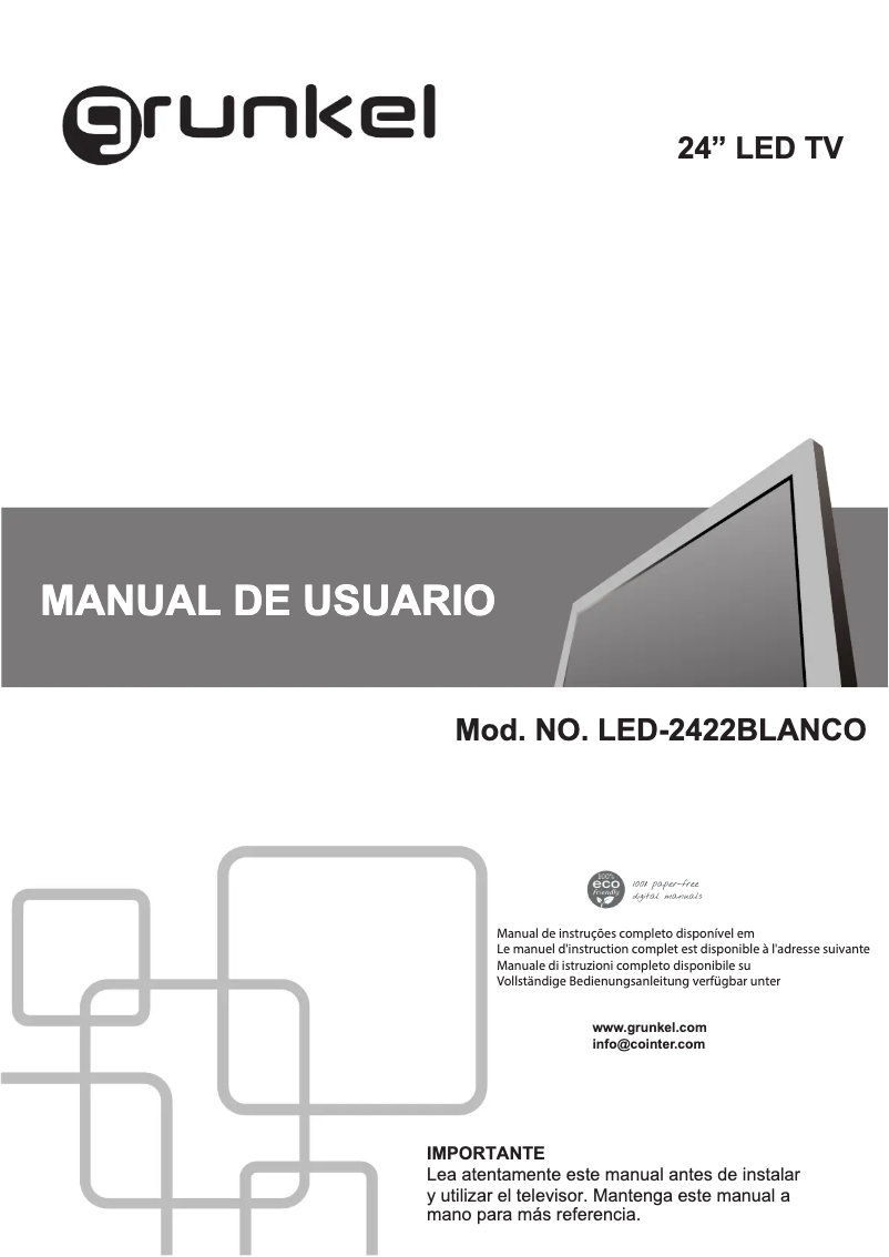 Page 1 of the manual User Manual Grunkel LED-2422BLANCO