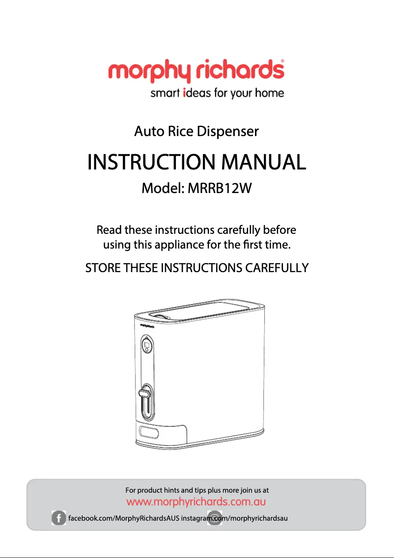 Page 1 of the manual User Manual Morphy Richards MRRB12W