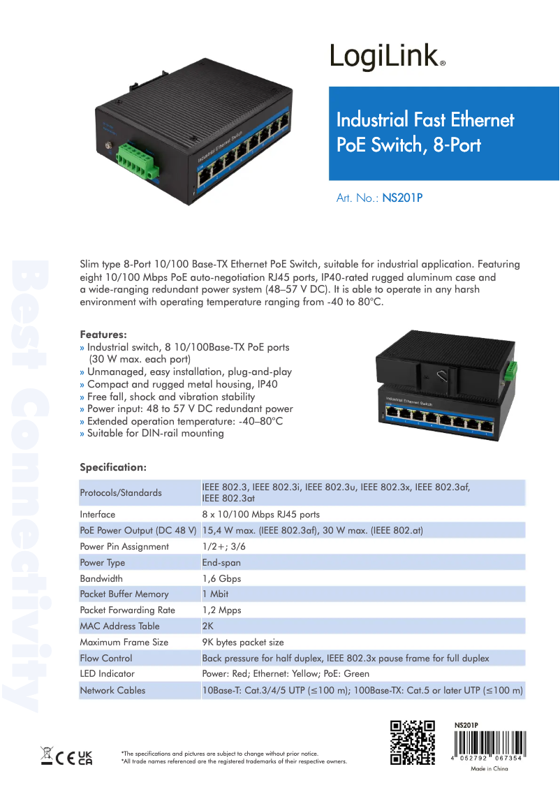 Page 1 de la notice Manuel utilisateur LogiLink NS201P