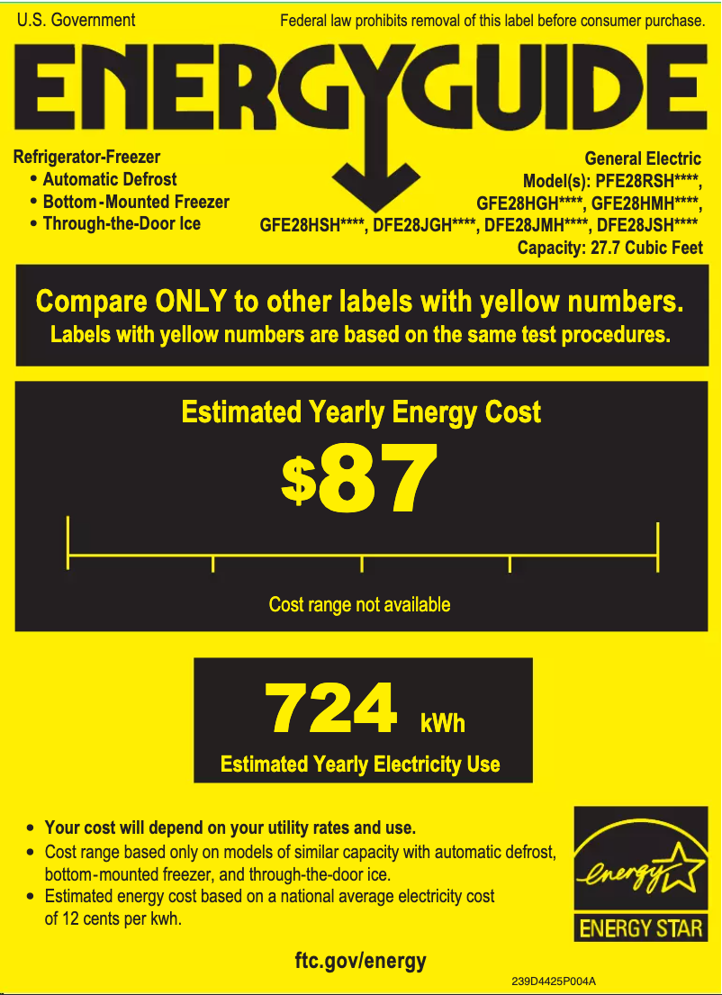 Page 1 of the manual Energy Label Adora DFE28JMHES