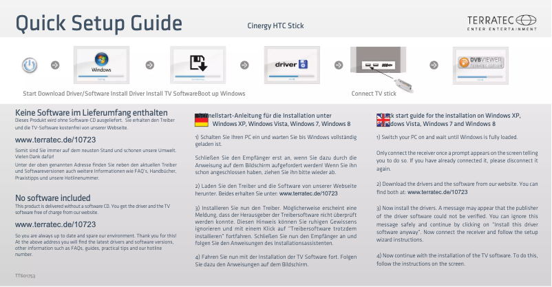 Page 1 de la notice Manuel utilisateur Terratec Cinergy HTC Stick HD