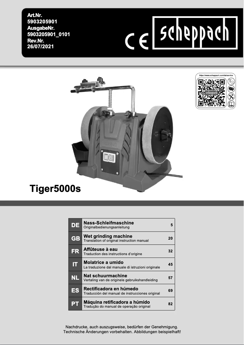 Page 1 of the manual User Manual Scheppach Tiger5000s