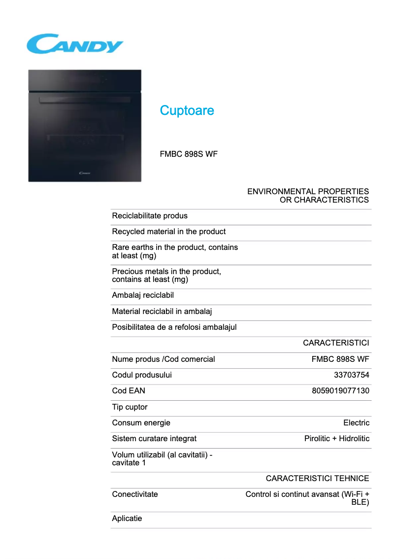 First page image of the manual for FMBC 898S WF