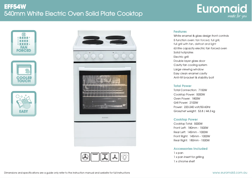 First page image of the manual for EFF54W