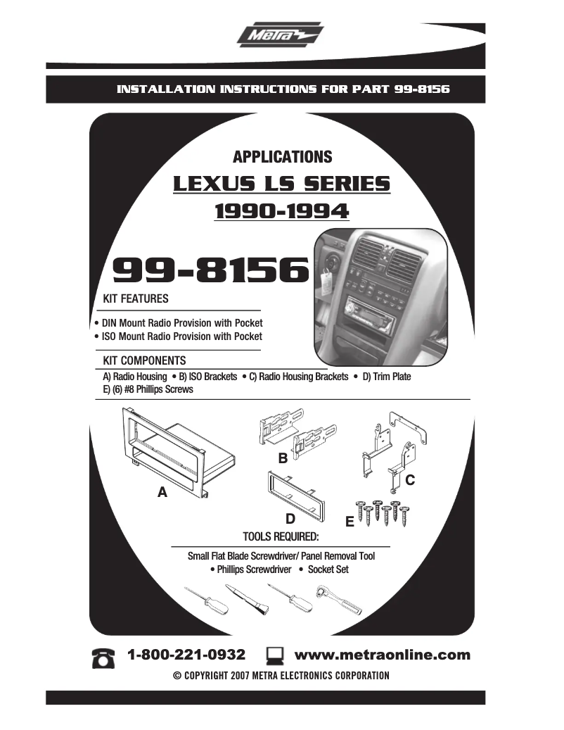 Page 1 de la notice Manuel utilisateur Metra 99-8156
