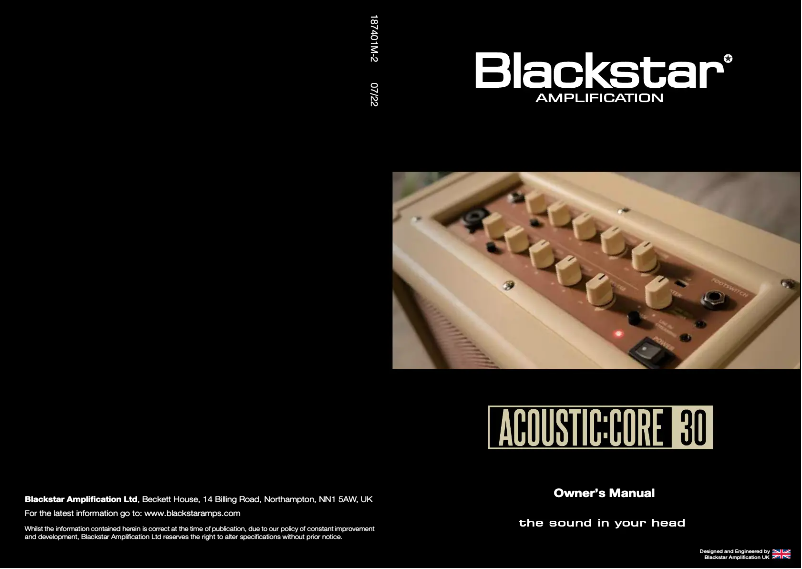 First page image of the manual for ACOUSTIC:CORE 30