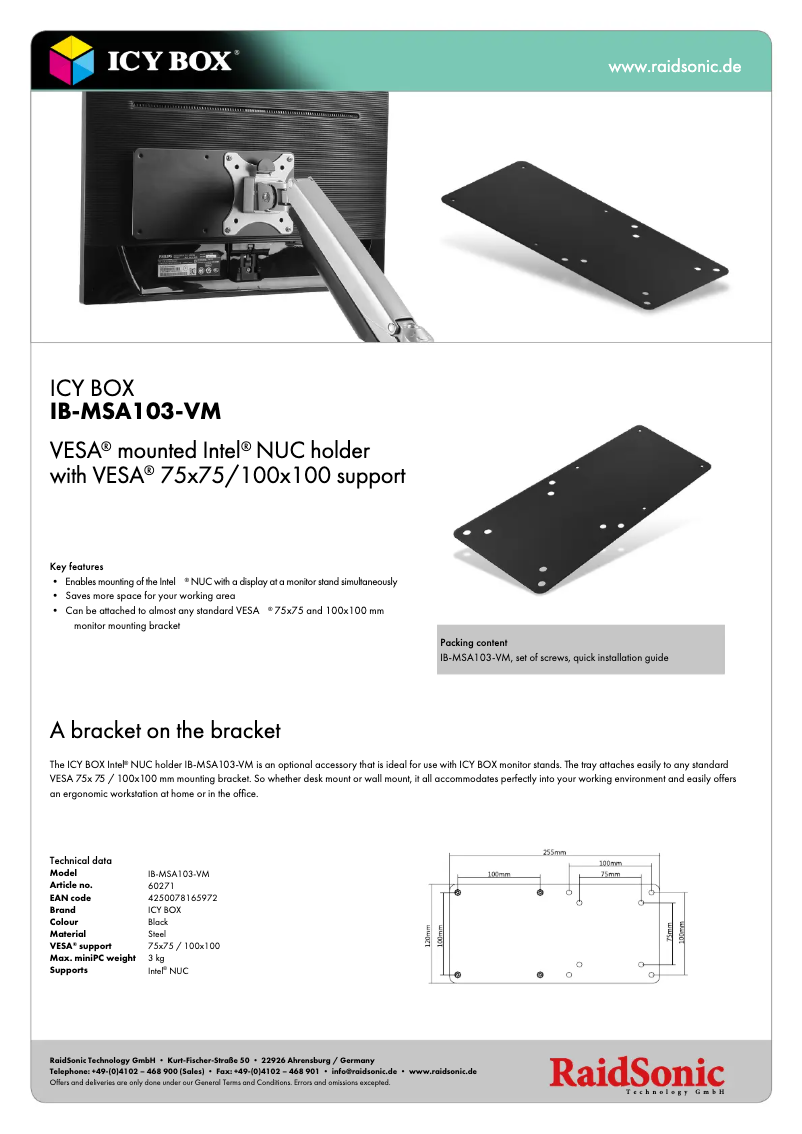 First page image of the manual for IB-MSA103-VM