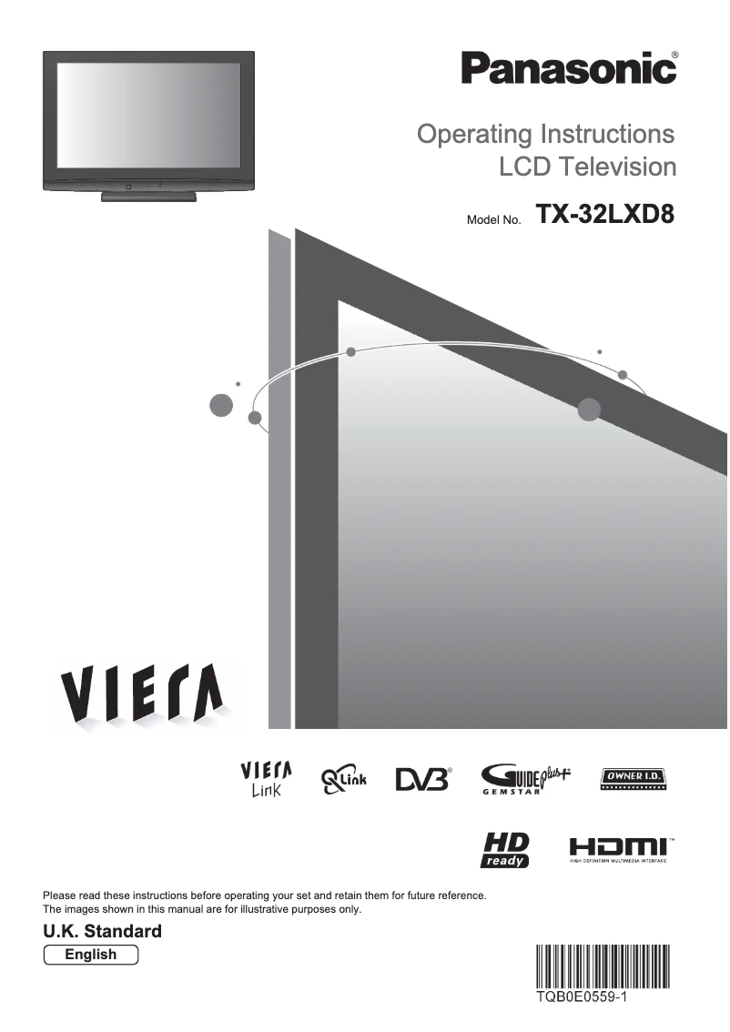 First page image of the manual for Viera TX-32LXD8