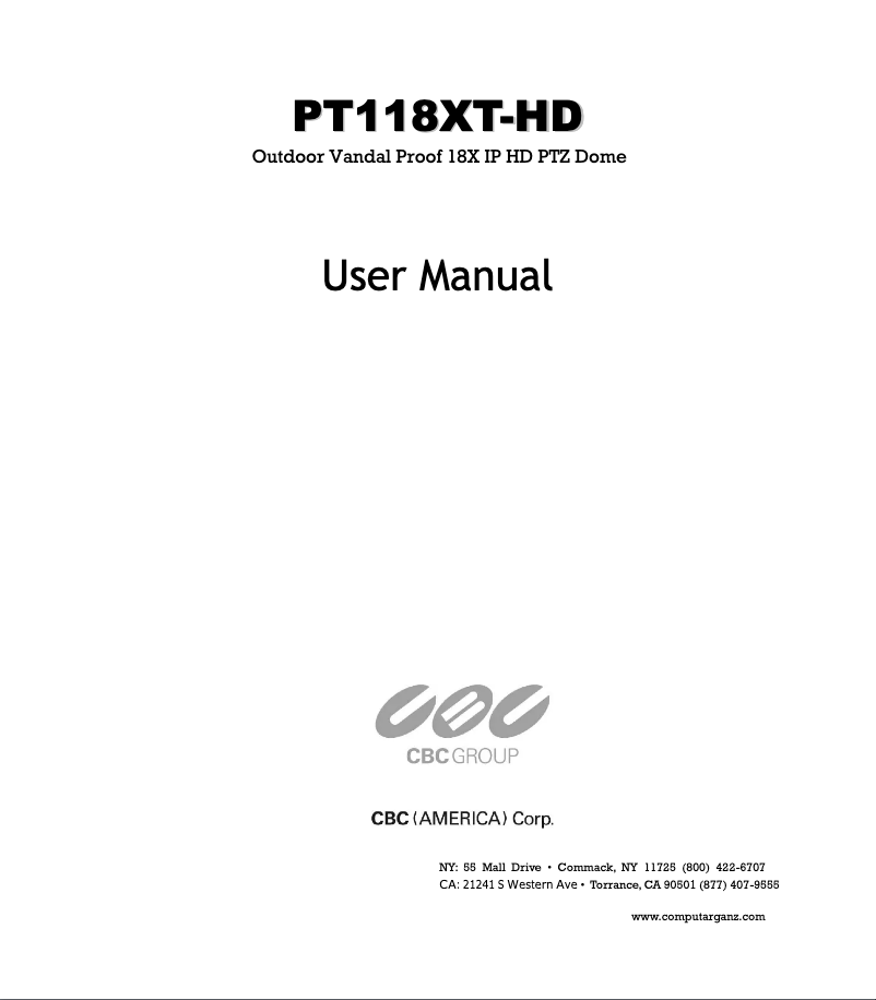 Page 1 of the manual User Manual Ganz PT118XT