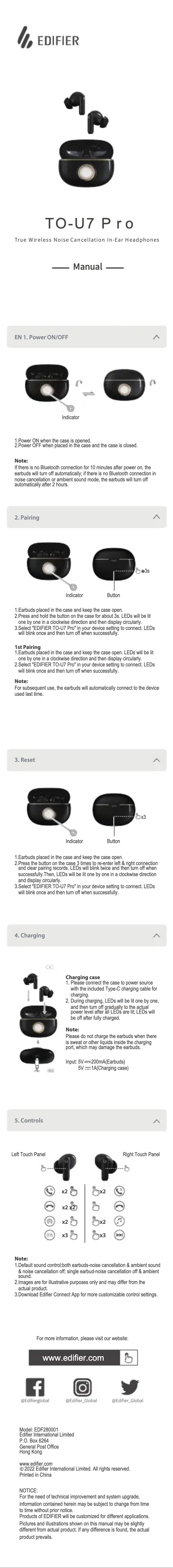 Page 1 of the manual User Manual Edifier TO-U7 Pro