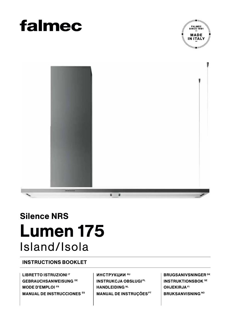Page 1 of the manual User Manual Falmec Lumen 175