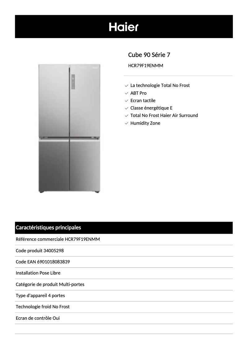 Page 1 of the manual Energy Label Haier HCR79F19ENMM