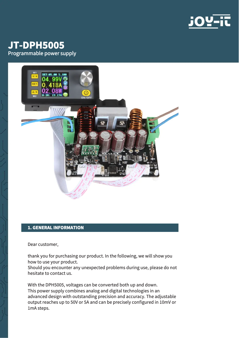Image de la première page du manuel de l'appareil JT-DPH5005