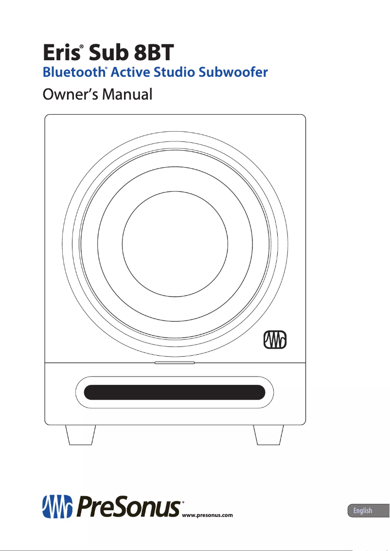 Page 1 of the manual User Manual PreSonus Eris 8BT