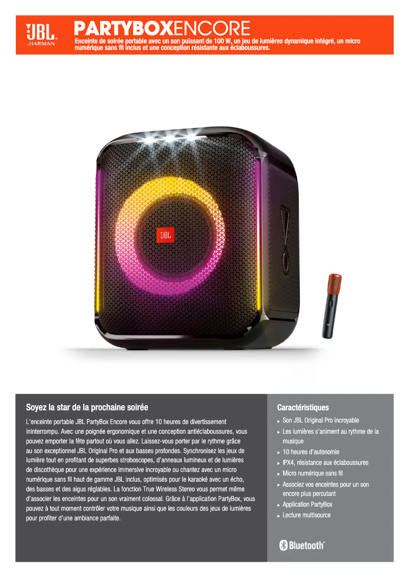 First page image of the manual for PartyBox Encore