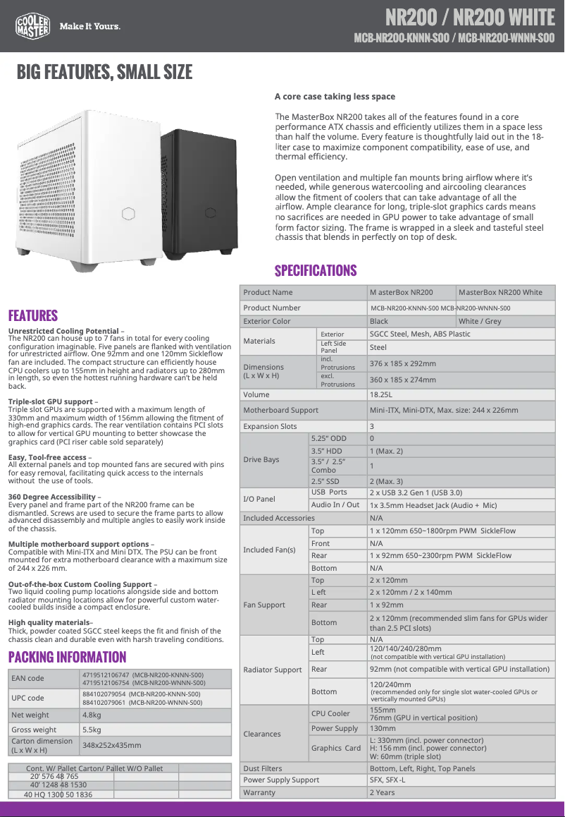 Page 1 of the manual User Manual Cooler Master MasterBox NR200