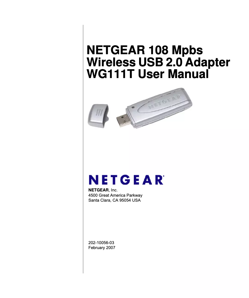 First page image of the manual for WG111T