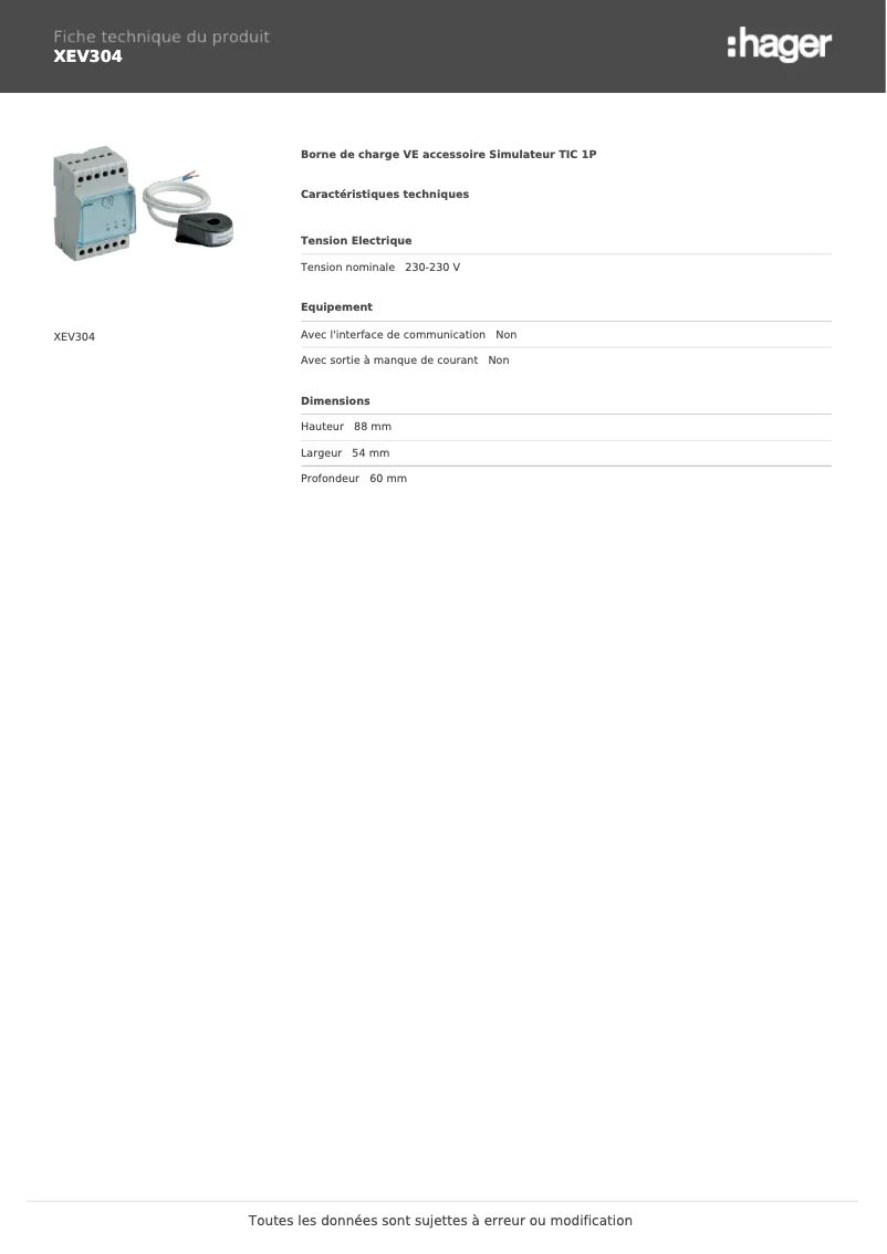 First page image of the manual for XEV304
